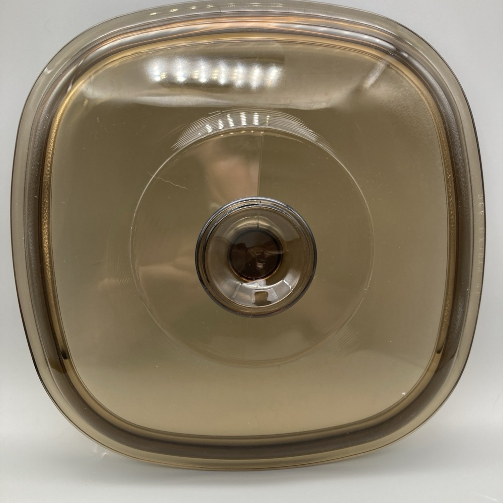 Pyrex Corning Ware AMBER  A-9-C Square Glass 2 & 3 Quart Casserole Lid ONLY